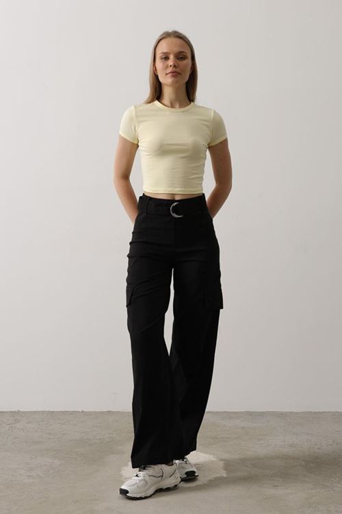 Kemerli Cargo Pantolon - Siyah