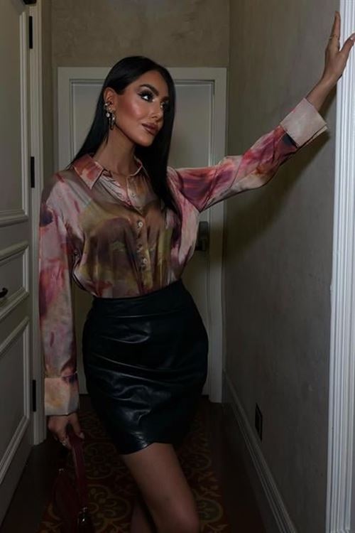 Batik Desenli Saten Gömlek 3445