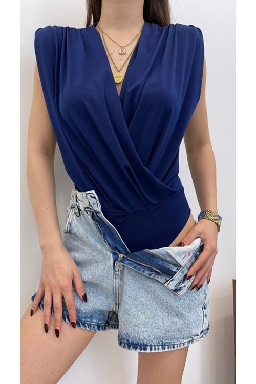 Kadın Sendy Kumaş Kruvaze Yaka Vatkalı Bluz