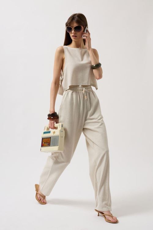 Yandan Bağlamalı Crop Bluz