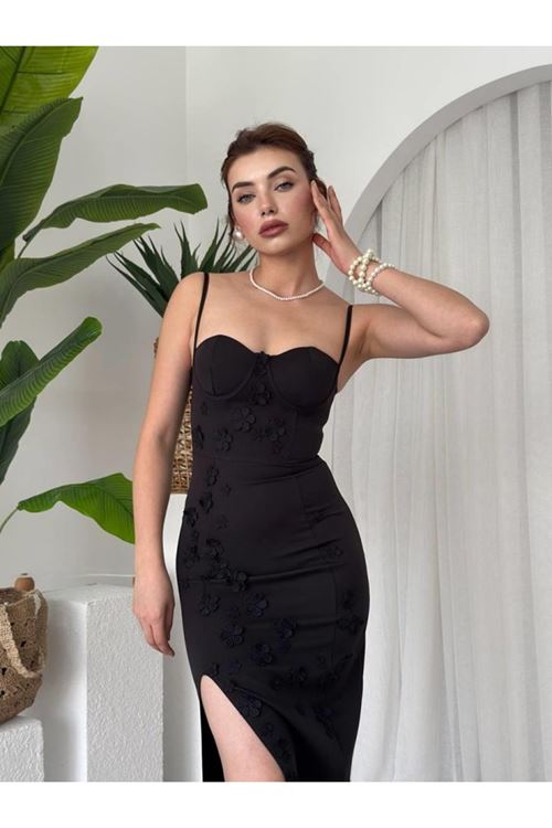 Stor Gül Detaylı Elbise