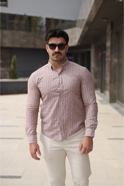 Erkek çizgi Desenli Gömlek
