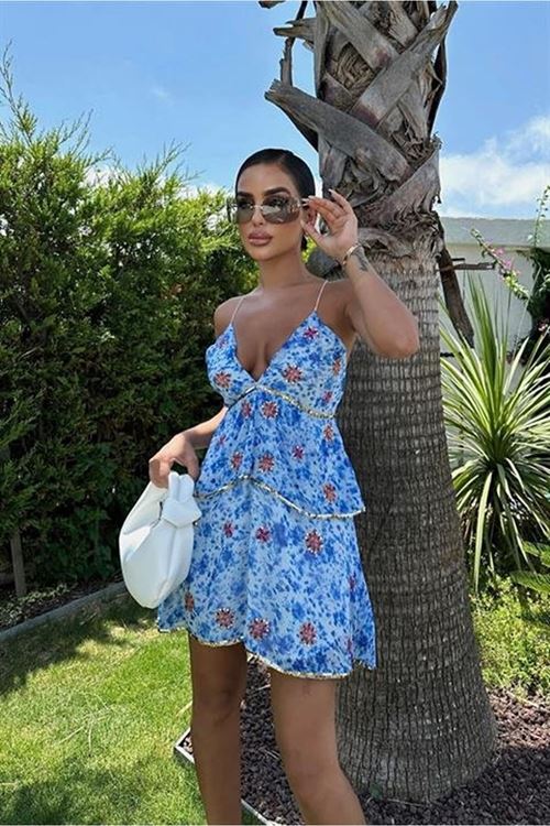 Cheryl Gold Pul Detaylı Elbise 2475-08