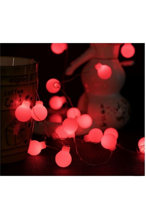 5m 28 Led Kırmızı Işık Şeffaf Kablo Fişli Eklemeli