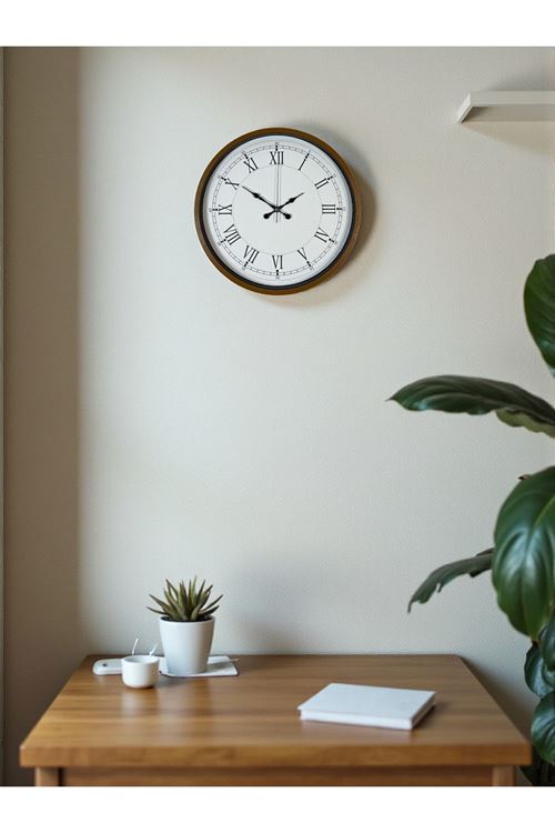 Zentime 36 Cm Kahverengi Dekoratif Duvar Saati