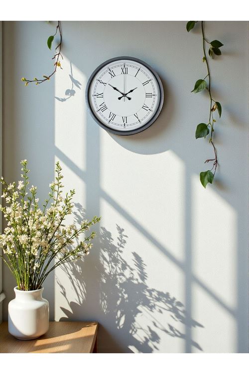 Zentime 36 Cm Gri Dekoratif Duvar Saati