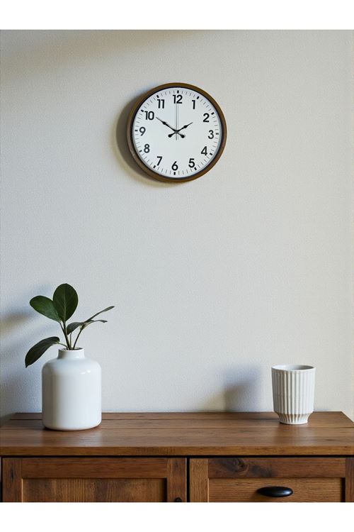 Zentime 36 Cm Kahverengi Dekoratif Duvar Saati