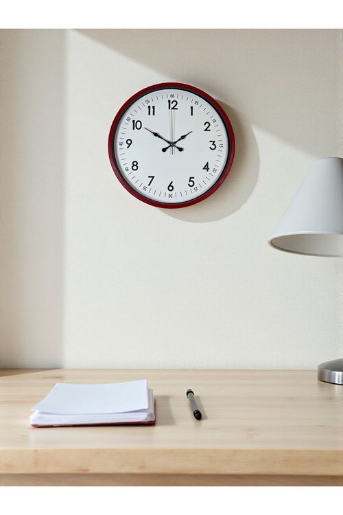 Zentime 36 Cm Kırmızı Dekoratif Duvar Saati