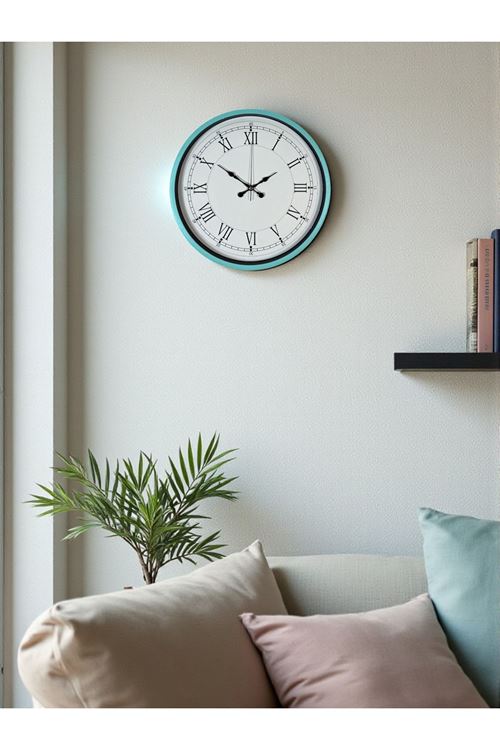 Zentime 36 Cm Turkuaz Dekoratif Duvar Saati