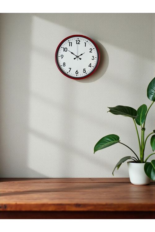 Zentime 36 Cm Kırmızı Dekoratif Duvar Saati