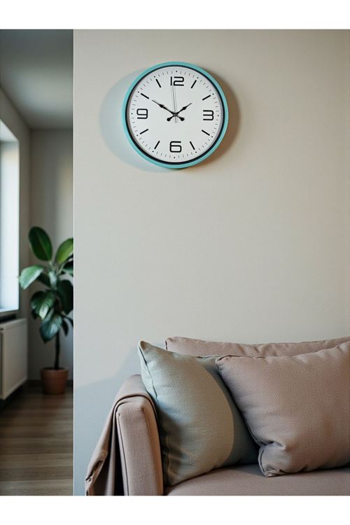 Zentime 36 Cm Turkuaz Dekoratif Duvar Saati