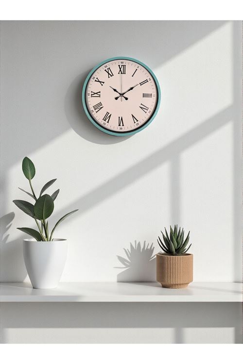 Zentime 36 Cm Turkuaz Dekoratif Duvar Saati