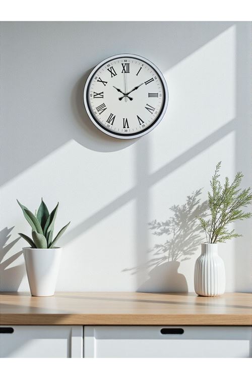 Zentime 36 Cm Beyaz Dekoratif Duvar Saati