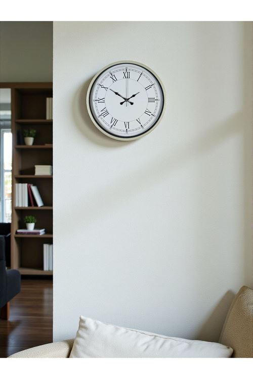 Zentime 36 Cm Krem Dekoratif Duvar Saati