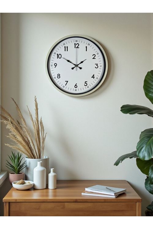 Zentime 36 Cm Krem Dekoratif Duvar Saati