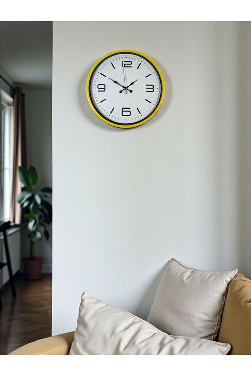 Zentime 36 Cm Sarı Dekoratif Duvar Saati