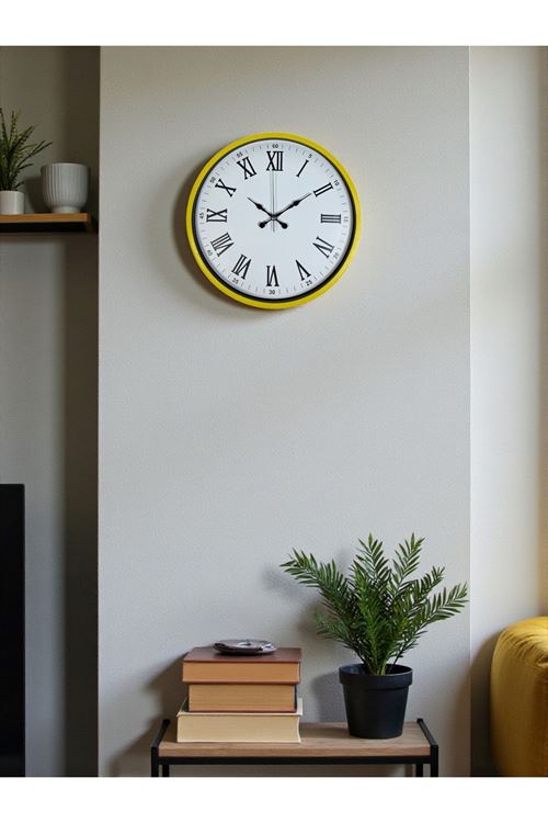 Zentime 36 Cm Sarı Dekoratif Duvar Saati