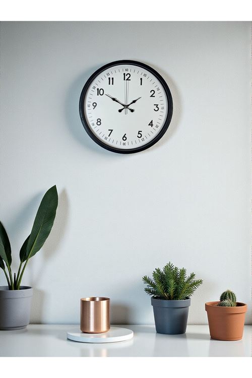 Zentime 36 Cm Siyah Dekoratif Duvar Saati