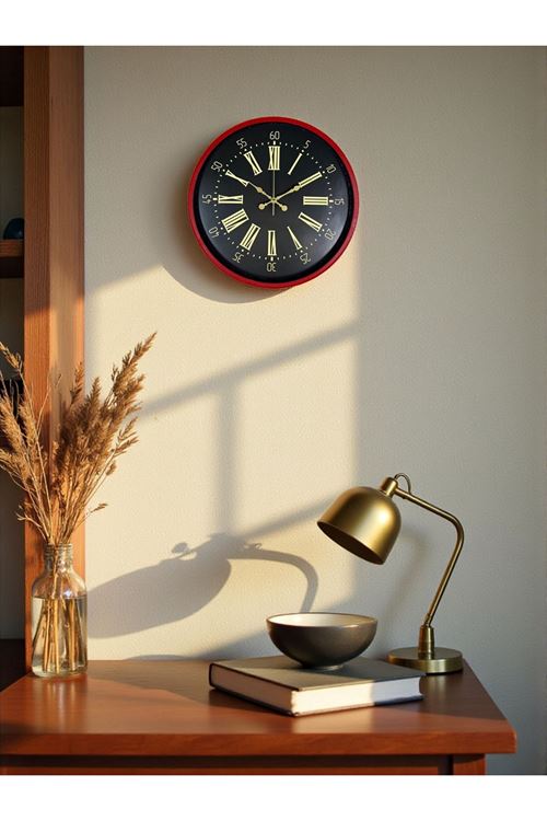 Zentime 36 Cm Kırmızı Dekoratif Duvar Saati