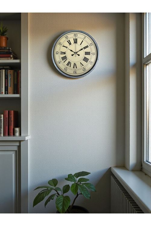 Zentime 36 Cm Gri Dekoratif Duvar Saati