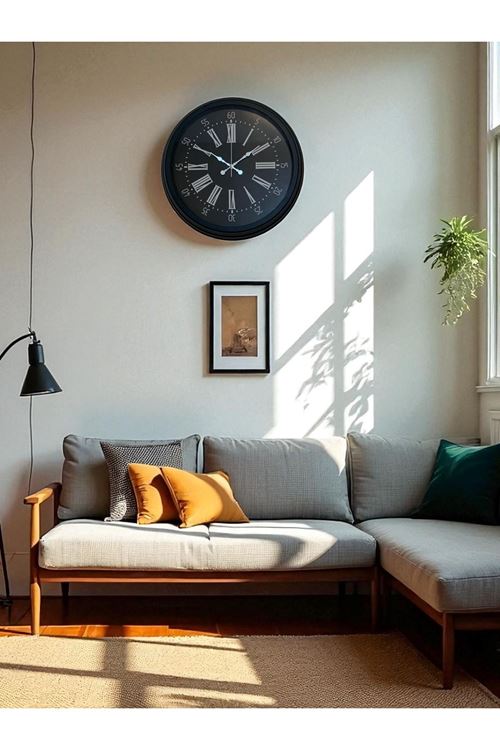 Zentime 40 Cm Siyah Şık Duvar Saati