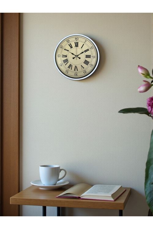 Zentime 36 Cm Beyaz Dekoratif Duvar Saati