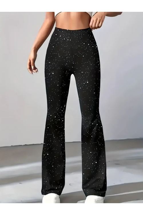 Kadın Yüksek Bel Taşlı Dalgıç Tayt