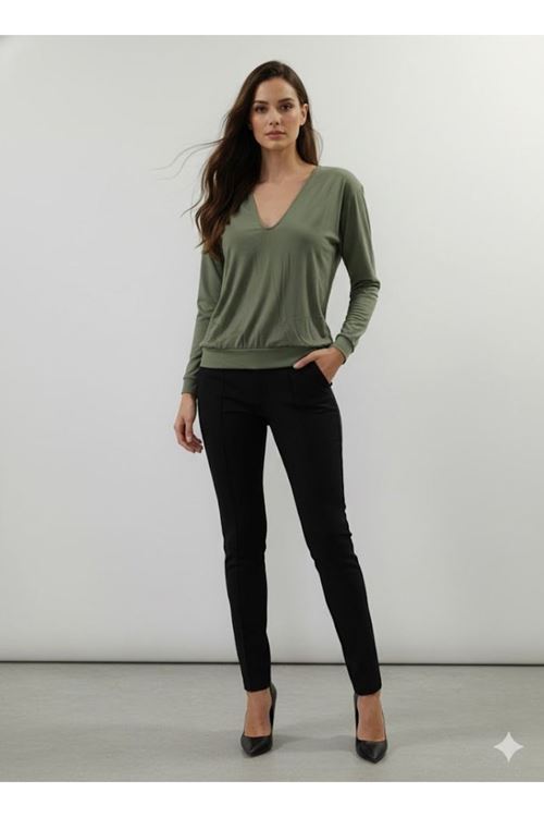 Kadın Uzun Kollu V Yaka Bluz