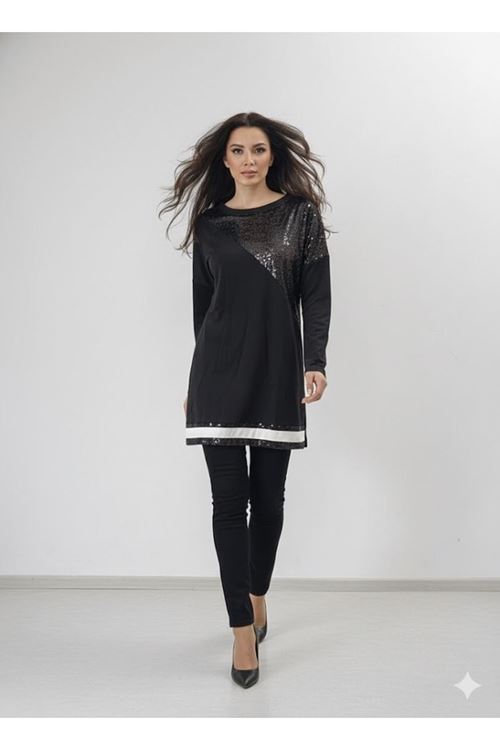Kadın Uzun Kollu Pulpayet Detay Bluz