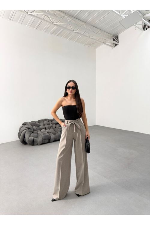 Sante Çi̇zgi̇li̇ Bel Kuşakli Palazzo Pantolon
