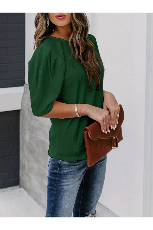 Kadın Kısa Kollu Pileli Balın Kol Bürümcük Bluz