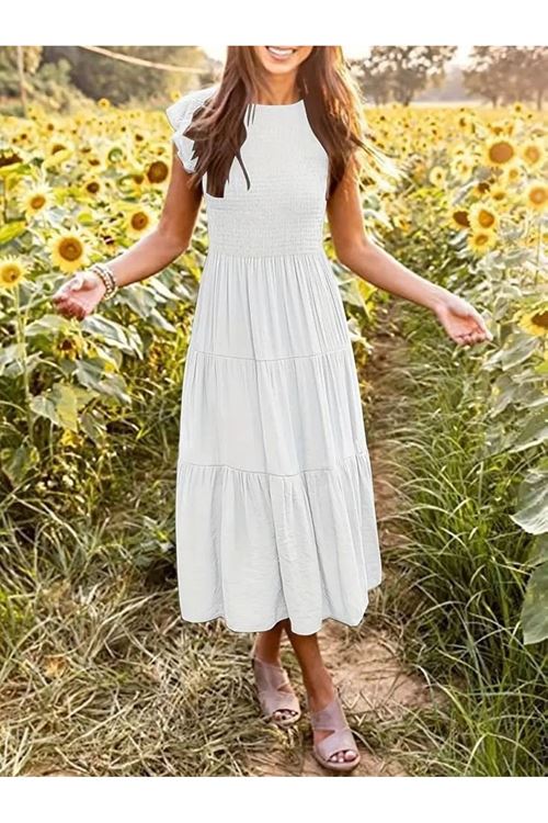 Kadın Kısa Kollu Kolları Volanlı Gipeli Aerobin Elbise