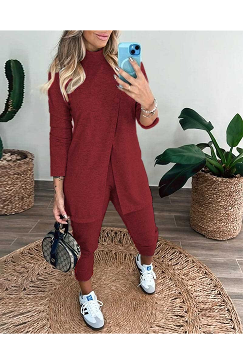 Kadın Uzun Kollu Balıkçı Yaka önden Düğmeli Bluz Ve Pantolon Yumoş Ikili Takım