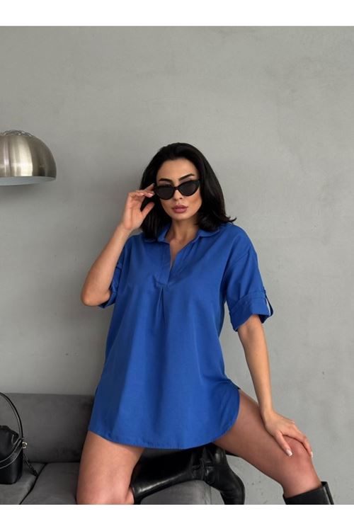 Yırtmaç Detaylı Tunik Gömlek