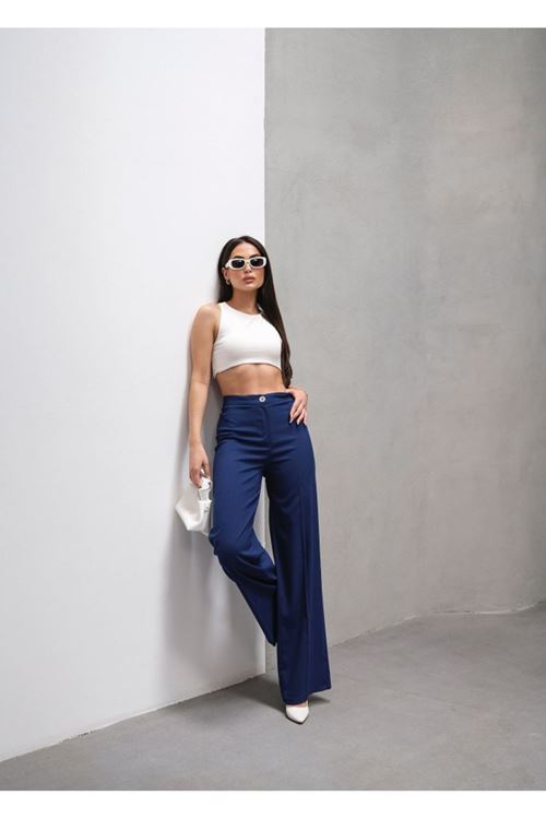 Yüksek Bel Straight Fit Palazzo Pantolon