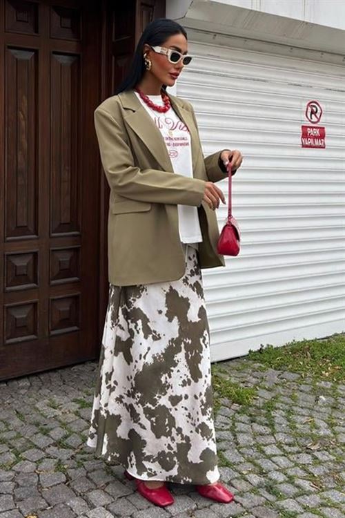 İnce Deri Kemerli Chanel Saten Etek 4050