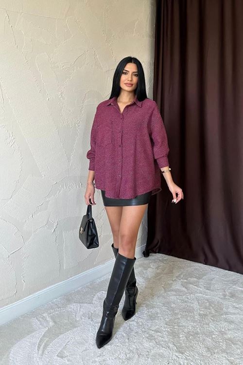 Fuşya Işıltılı Gömlek