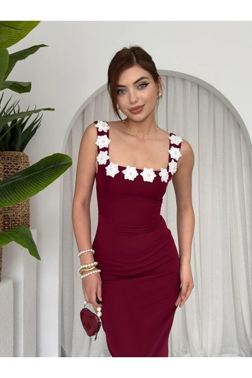 Mıng Çiçek Detaylı Elbise