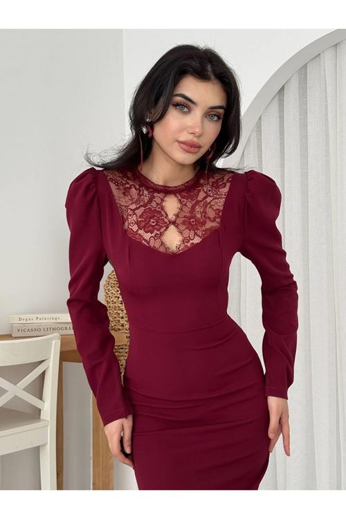 Port Dantel Detay Elbise