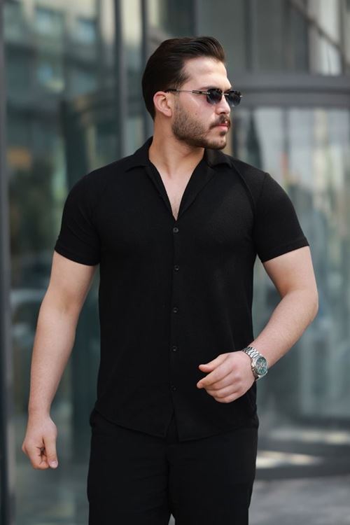 Erkek Kısa Kollu örme Kumaş Pamuklu Gömlek