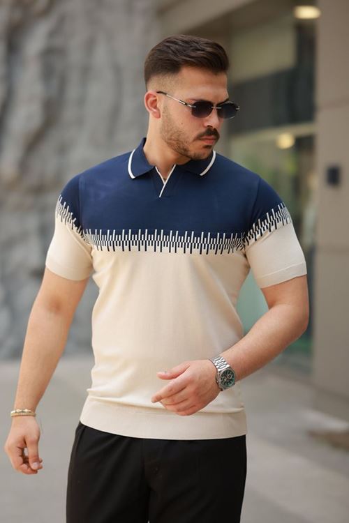 Erkek Hemşire Yaka çift Renk Kısa Kollu Tişört