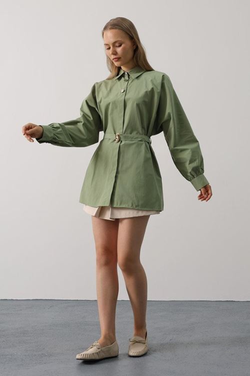 Kuşak Detaylı Tunik Gömlek - Haki