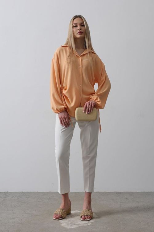 Biye Detaylı Ayrobin Gömlek - Somon