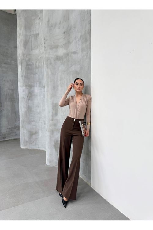 Yüksek Bel Straight Fit Palazzo Pantolon