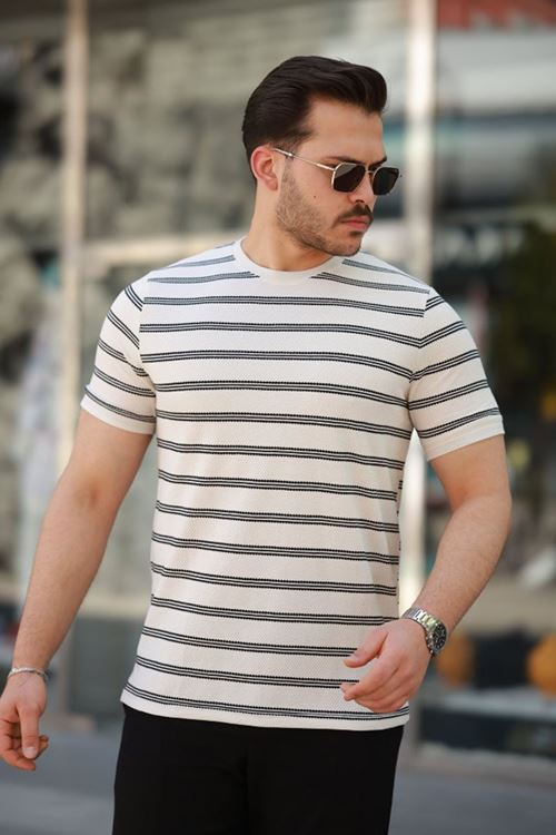Erkek çizgili Kısa Kollu T-shirt