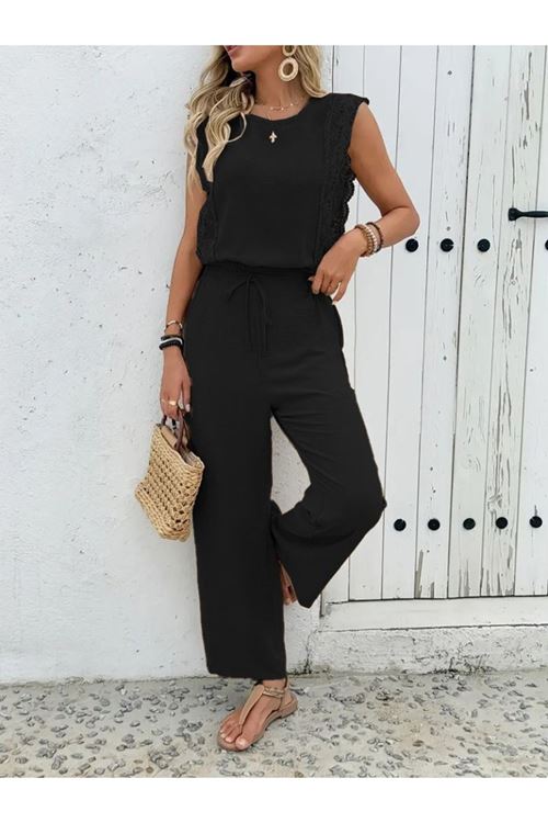 Kadın Kolsuz Bisiklet Yaka Aerobin Bluz Ve Bağcıklı Pantolon