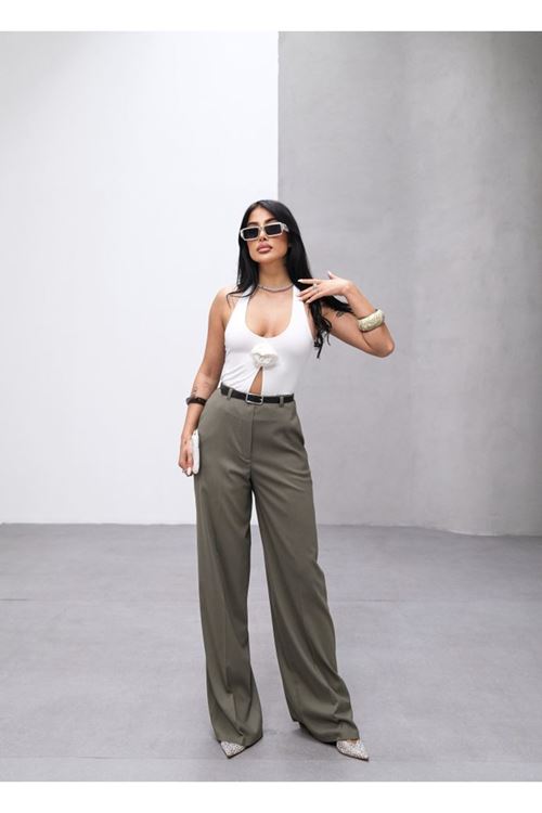 Poly Viscose Yüksek Bel Kemerli̇ Ve Dökümlü Palazzo Pantolon (Kemer Dahi̇l)