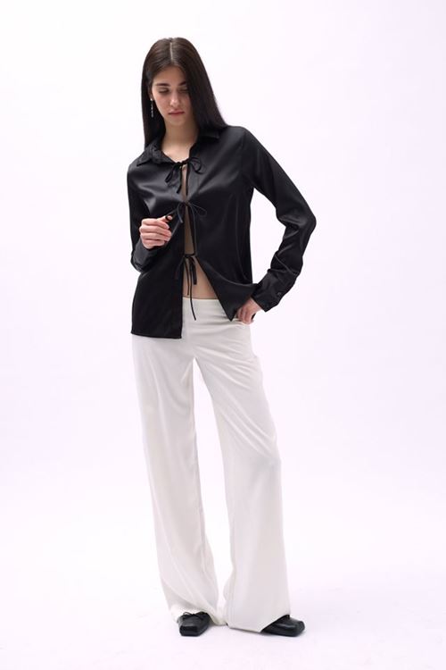 Bağlama Detay Saten Gömlek