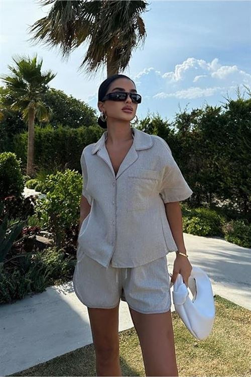 Carnation Keten Şort Takım 9470-12