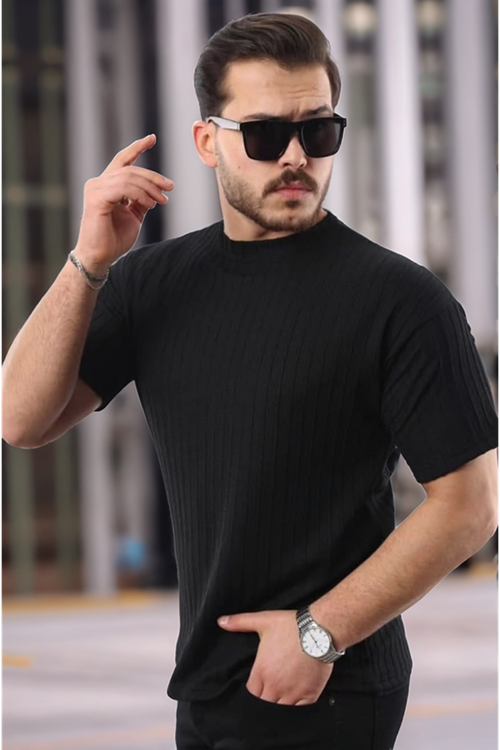 Erkek Kısa Kollu örgü Kumaş Bisiklet Yaka T-shirt